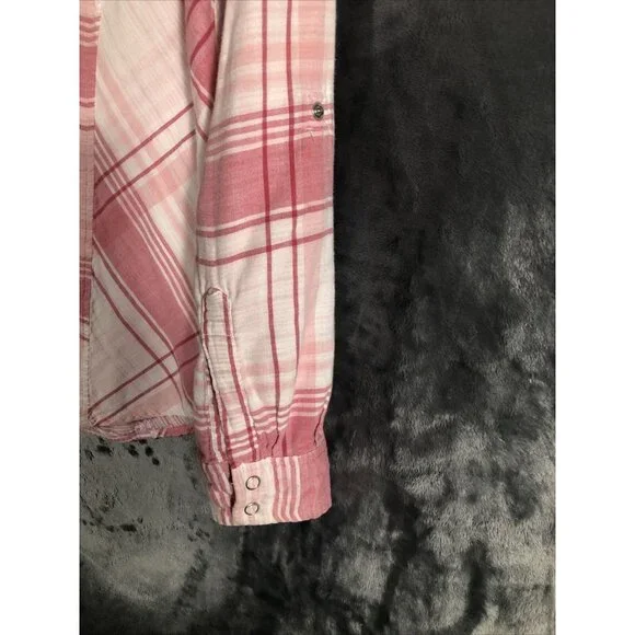 Style & Co Womens Shirt Button-Up Pink Plaid Size Medium - Picture 12 of 12